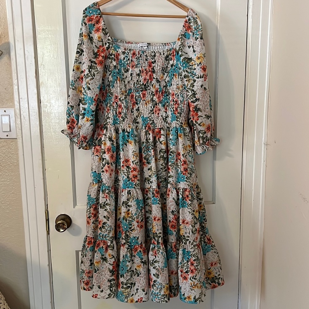 Baltic Born Marta smocked midi dress